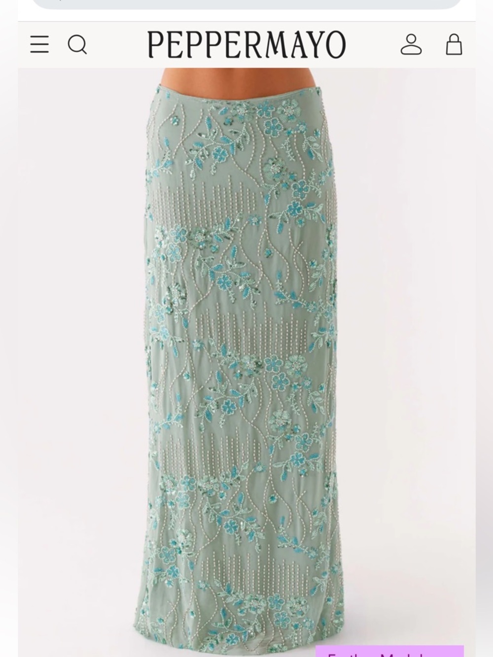 Peppermayo Corinne Low Rise Sequin Maxi Skirt - Mint - Picture 2 of 9